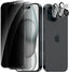 2 Pack Privacy Tempered Glass & 2 Camera protector for IPhone 15 Premium Screen Protector Guard & Camera Lenns Protecor