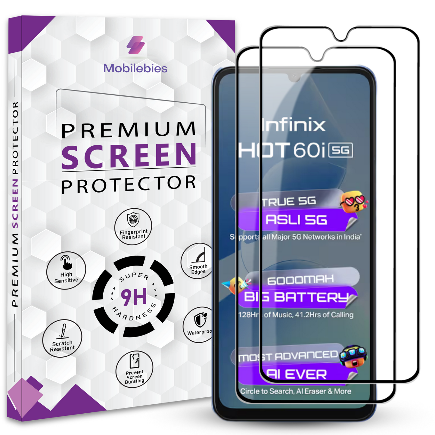 Tempered Glass for infinix Hot 60i 5G Premium Screen Protector Guard