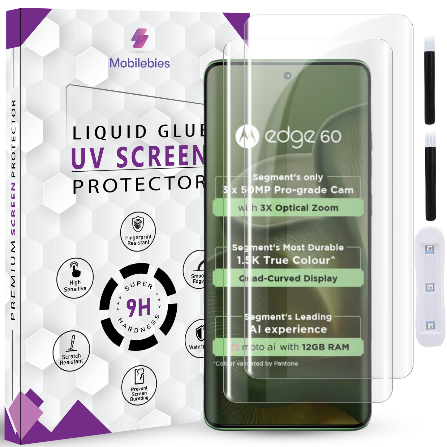 Tempered Glass For Motorola Edge 60 Premium HD+ UV Glass Screen Protector Guard