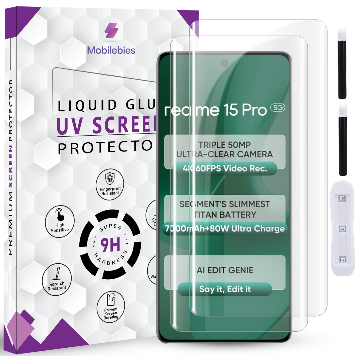 Tempered Glass For Realme 15 Pro Premium HD+ UV Glass Screen Protector Guard