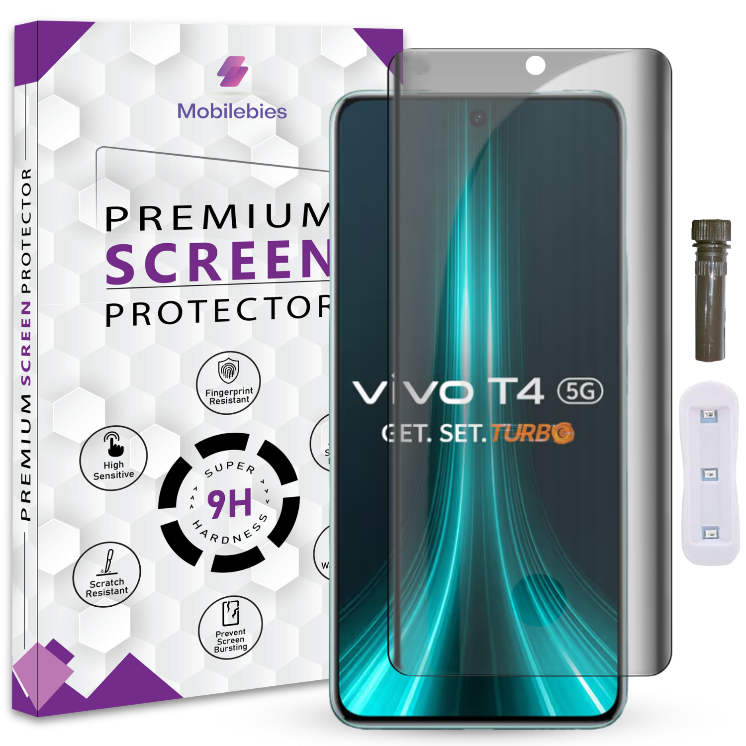 Mobilebies Vivo T4 Advanced HD+ UV Privacy Tempered Glass Screen Protector Guard