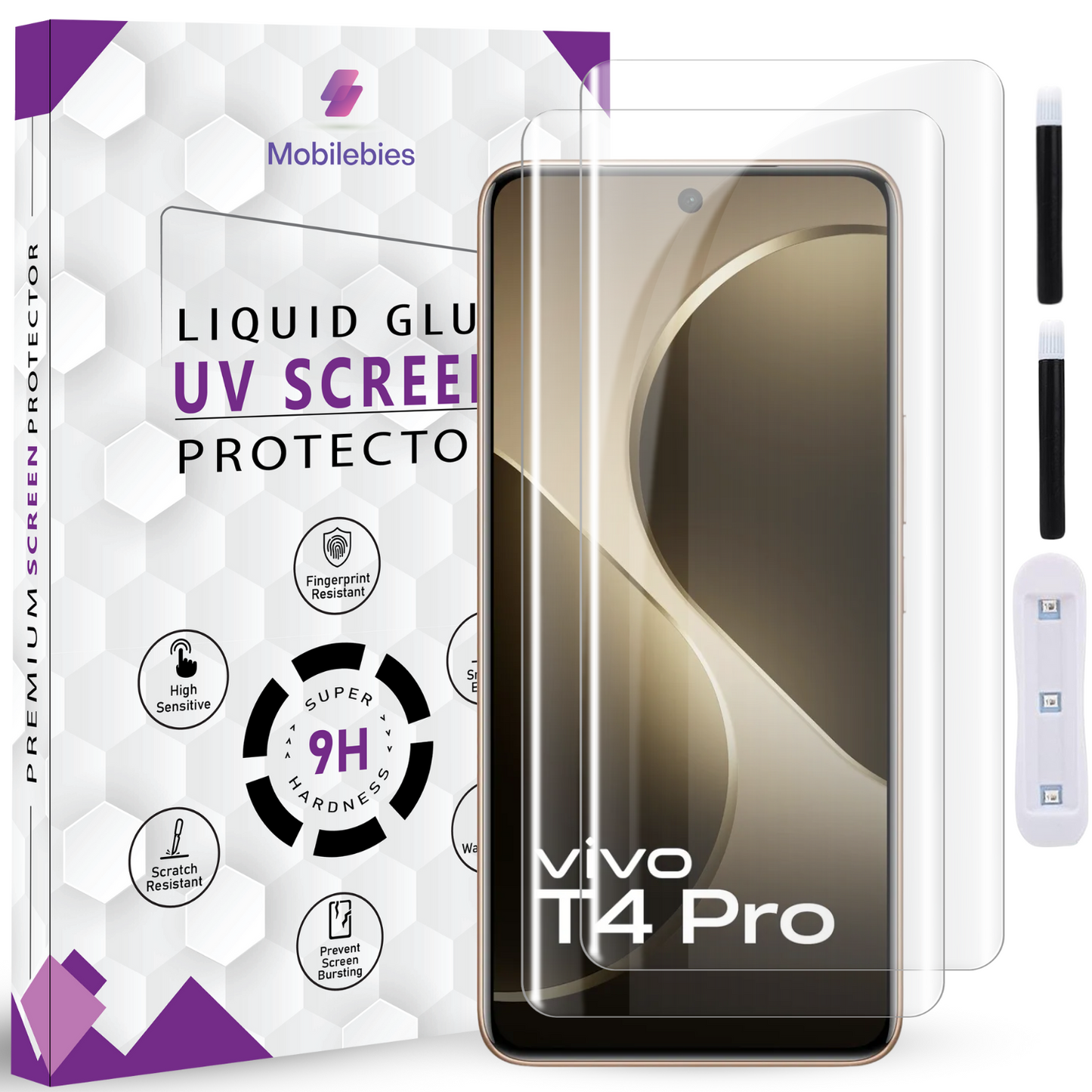 Tempered Glass For Vivo T4 Pro Premium HD+ UV Glass Screen Protector Guard