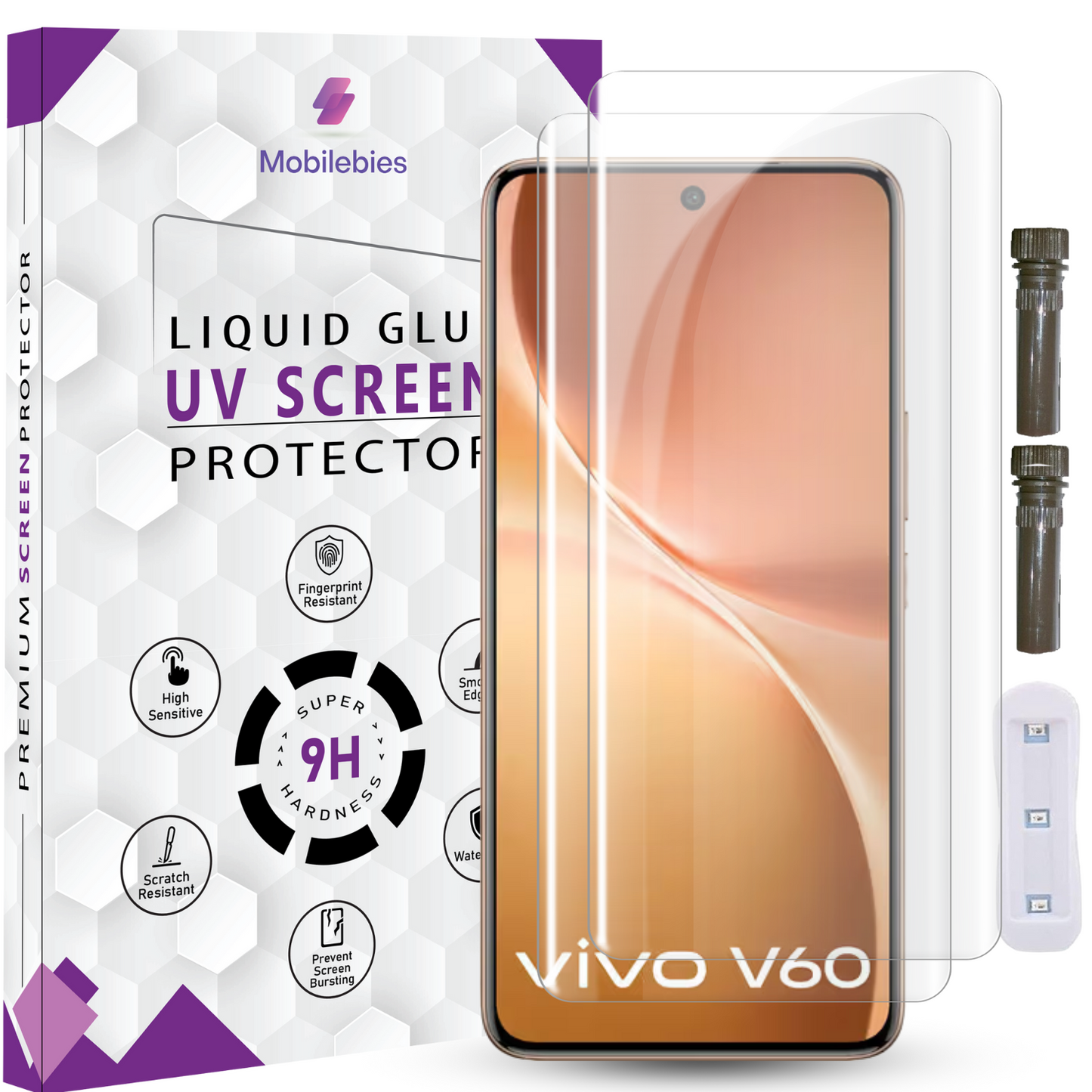 Tempered Glass For Vivo V60 5G Advanced HD+ UV Glass Screen Protector Guard