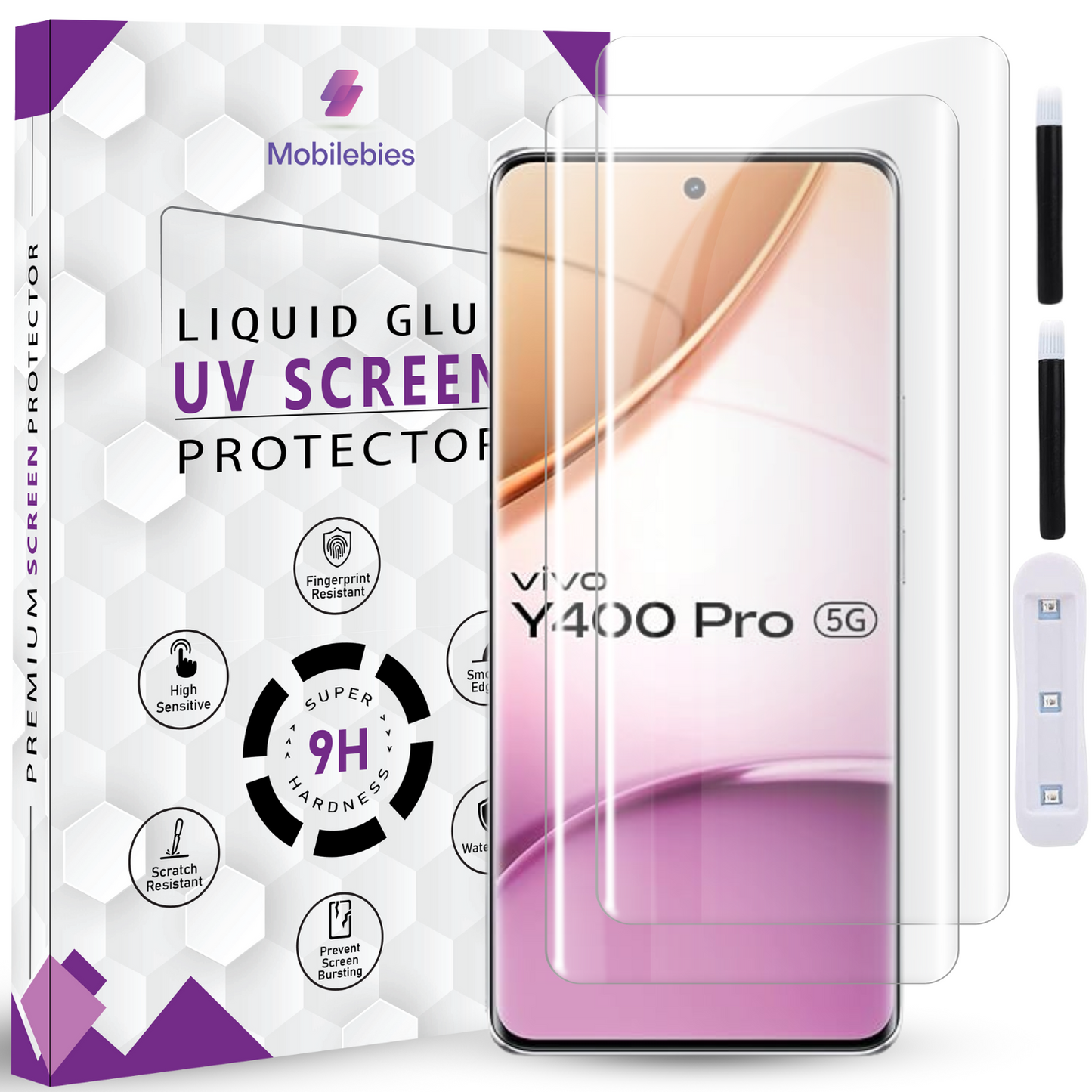 Tempered Glass For Vivo Y400 Pro Premium HD+ UV Glass Screen Protector Guard