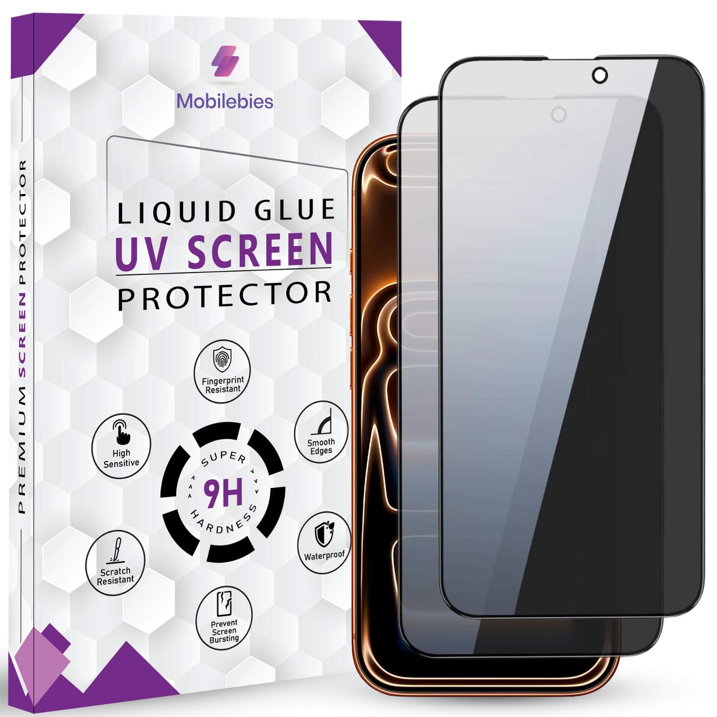Mobilebies iPhone 17 Pro Max Privacy Tempered Glass Screen Protector Guard