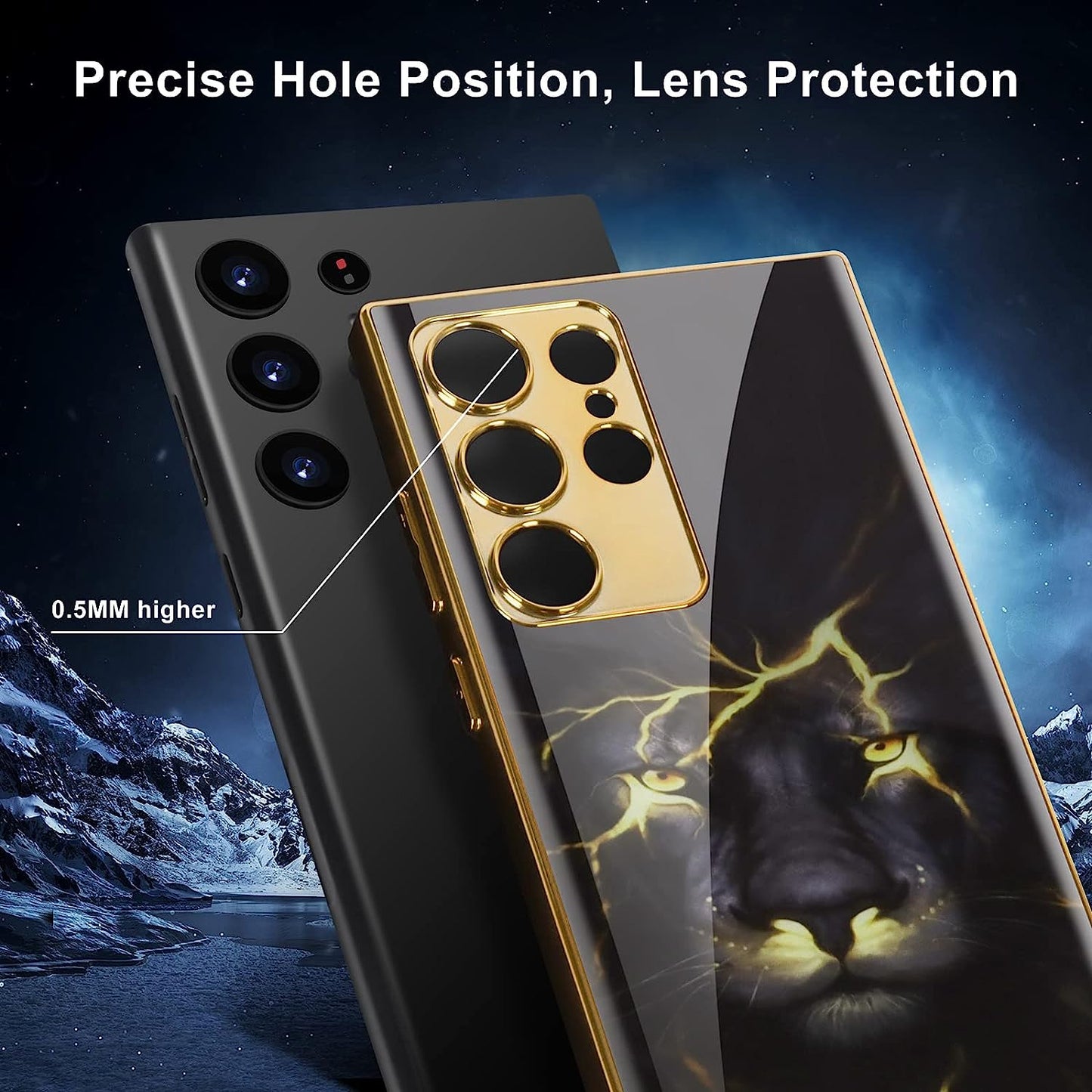 Samsung Galaxy S23 Ultra Electroplating Glass Lion Case