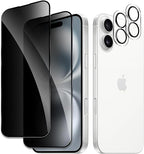 2 Pack Privacy Tempered Glass & 2 Camera protector for IPhone 16 Premium Screen Protector Guard & Camera Lenns Protecor