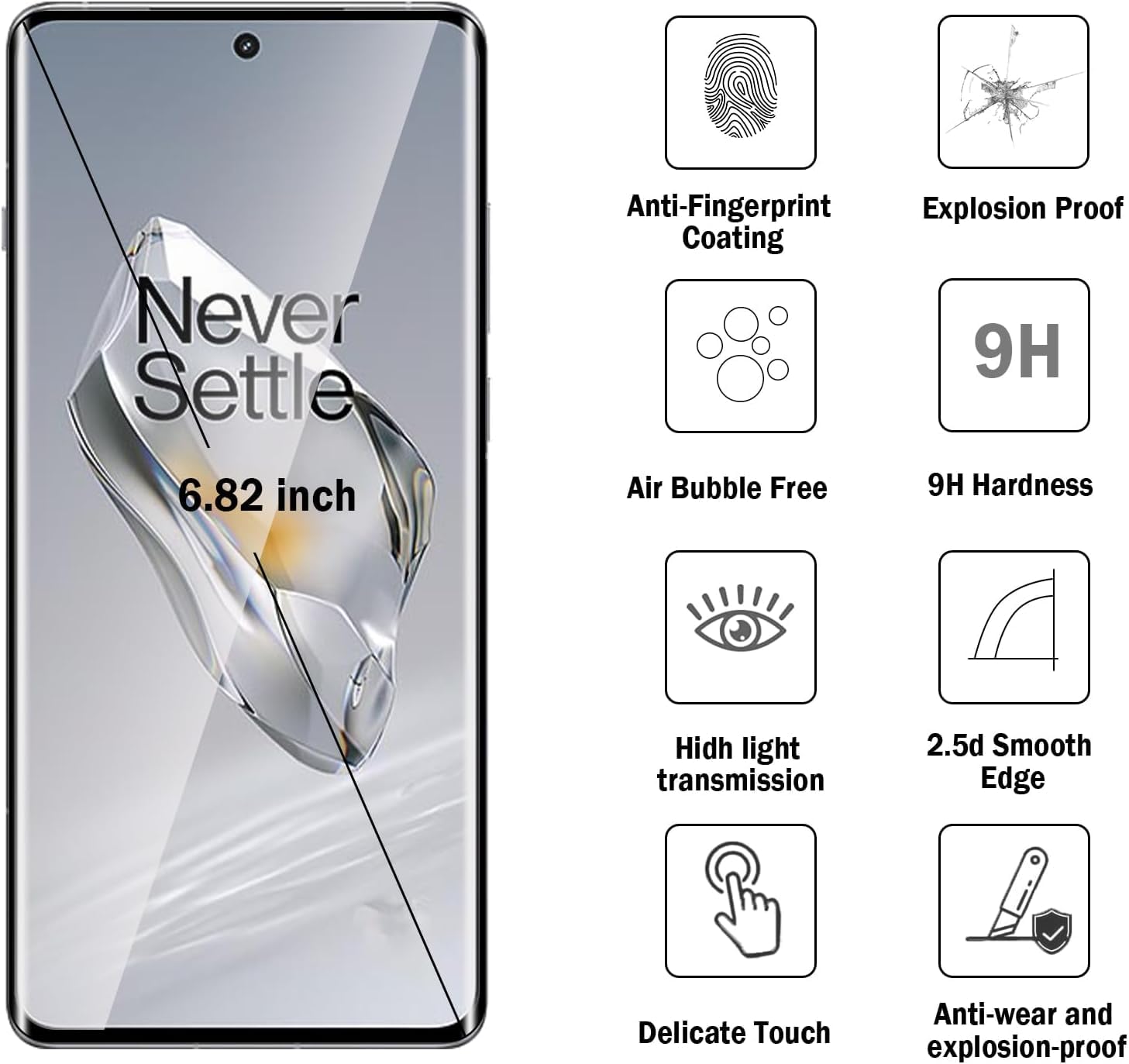 OnePlus 12 / OnePlus 12R Full Glue Screen Protector Tempered Glass Secondary image