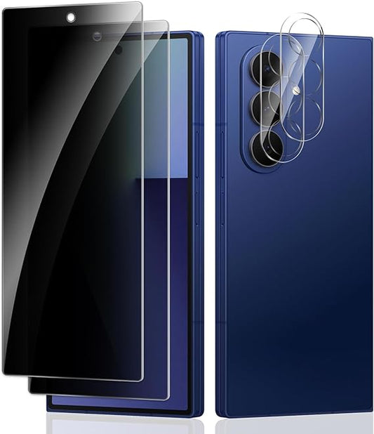 2 Pack Privacy Tempered Glass & 2 Camera protector for Samsung Z Fold 7 Premium Screen Protector Guard & Camera Lenns Protecor