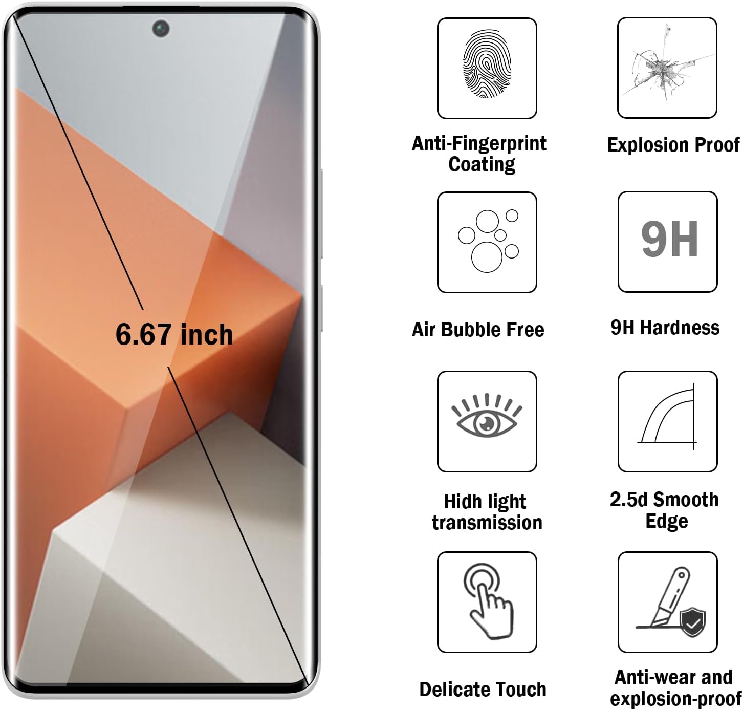 Xiaomi Redmi Note 13 Pro Plus Full Glue Screen Protector Tempered Glass Secondary image