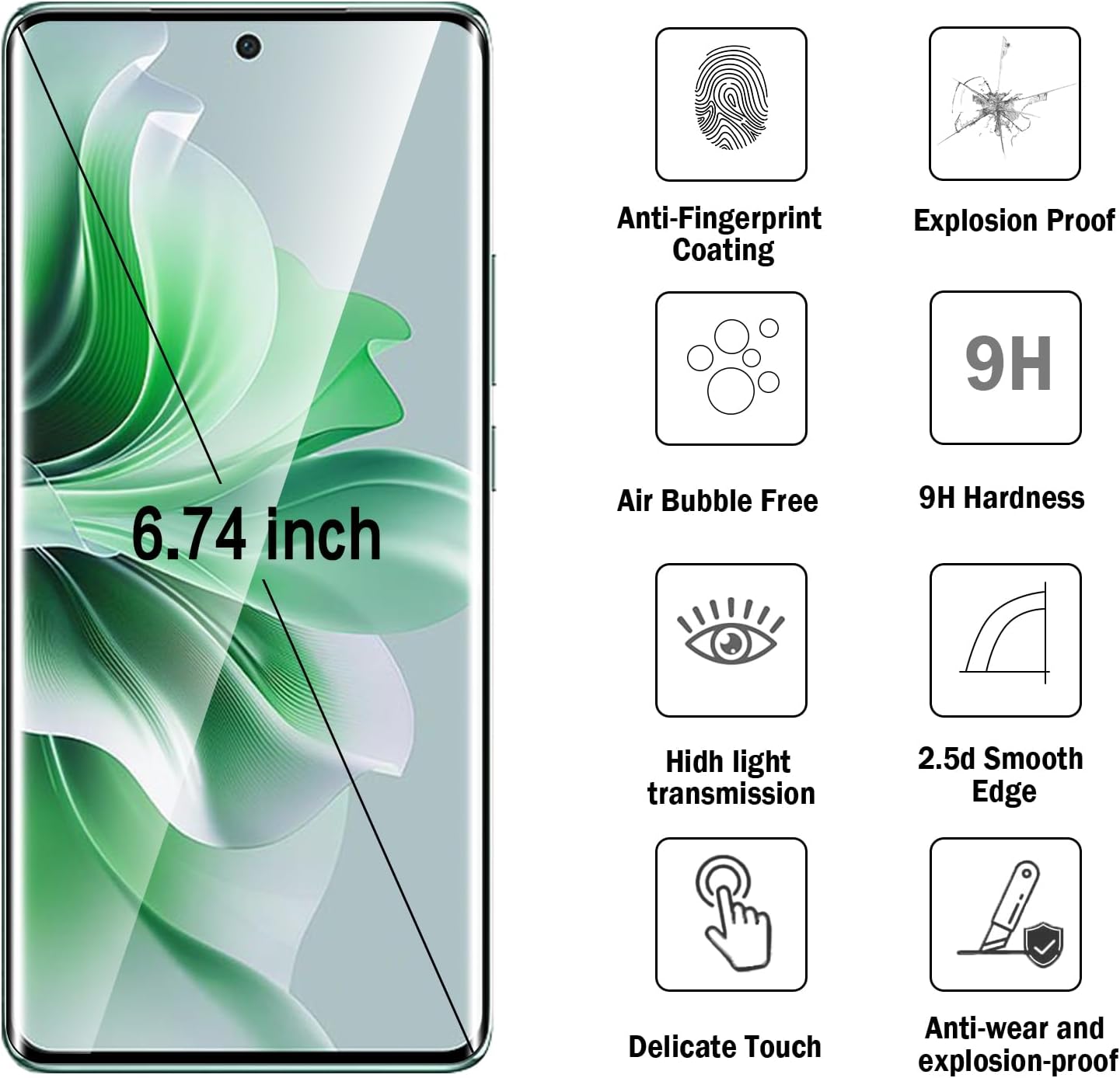 Oppo Reno 11 / Reno 11 Pro/Reno 11 Pro Plus Advanced UV Screen Protector Tempered Glass