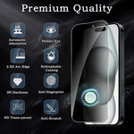 2 Pack Privacy Tempered Glass & 2 Camera protector for IPhone 15 Premium Screen Protector Guard & Camera Lenns Protecor