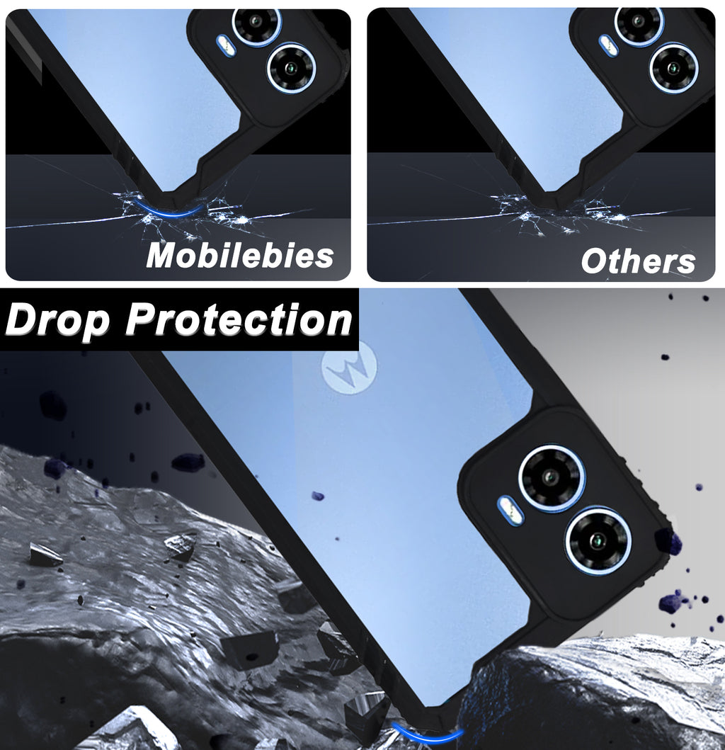 Mobilebies Backcover For Moto G34 / Moto G45 Rigid Armor Transparent Black Border Case