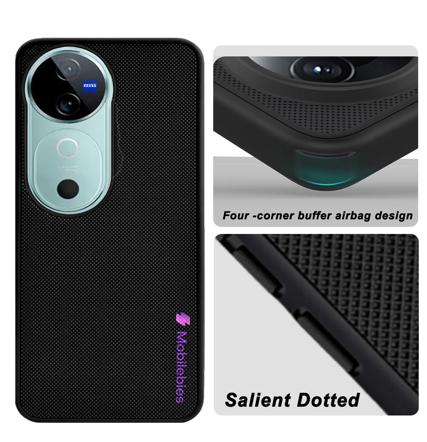 Mobilebies Backcover For Vivo V40 Pro Super Frosted Shield Case With Salient Dots Case