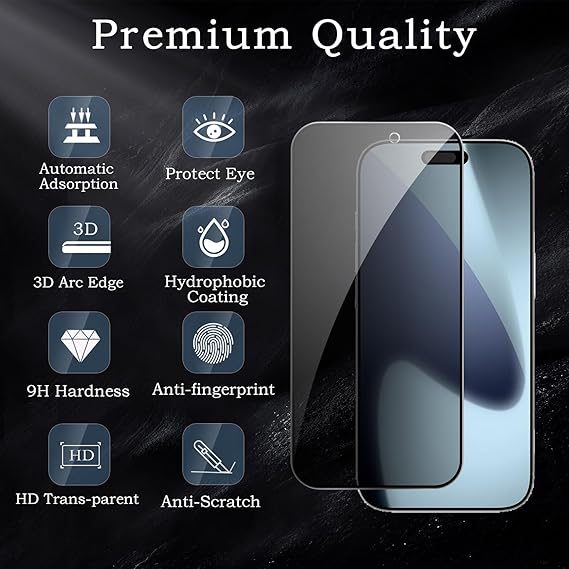 2 Pack Privacy Tempered Glass & 2 Camera protector for IPhone 17 Pro Max Premium Screen Protector Guard & Camera Lenns Protecor Secondary image