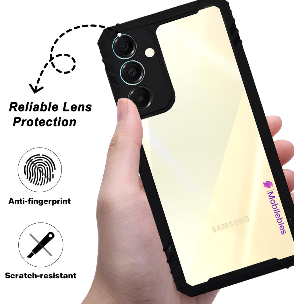 Mobilebies Backcover For Samsung A16 Rigid Armor Transparent Black Border Case