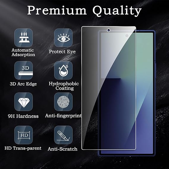 2 Pack Privacy Tempered Glass & 2 Camera protector for Samsung Z Fold 7 Premium Screen Protector Guard & Camera Lenns Protecor