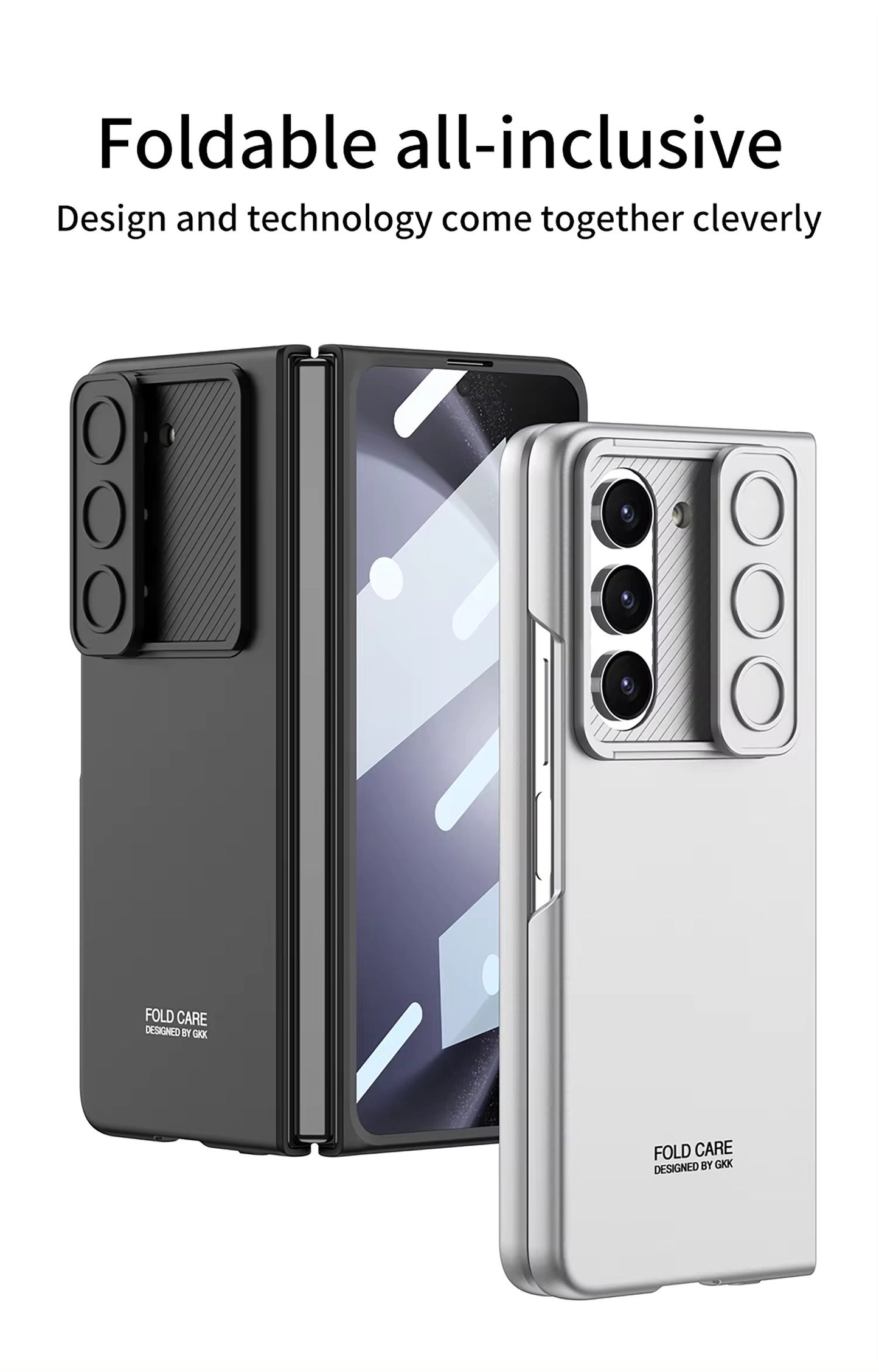 Samsung Galaxy Z Fold 6 Camera Shutter Hard PC Case With Front Glass Matte Finish , Shock Proff