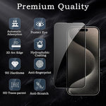 2 Pack Privacy Tempered Glass & 2 Camera protector for IPhone 15 Pro Premium Screen Protector Guard & Camera Lenns Protecor
