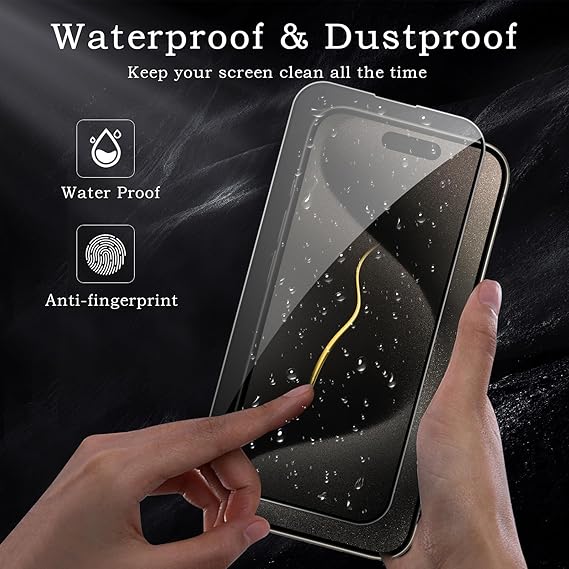 2 Pack Privacy Tempered Glass & 2 Camera protector for IPhone 15 Pro Premium Screen Protector Guard & Camera Lenns Protecor