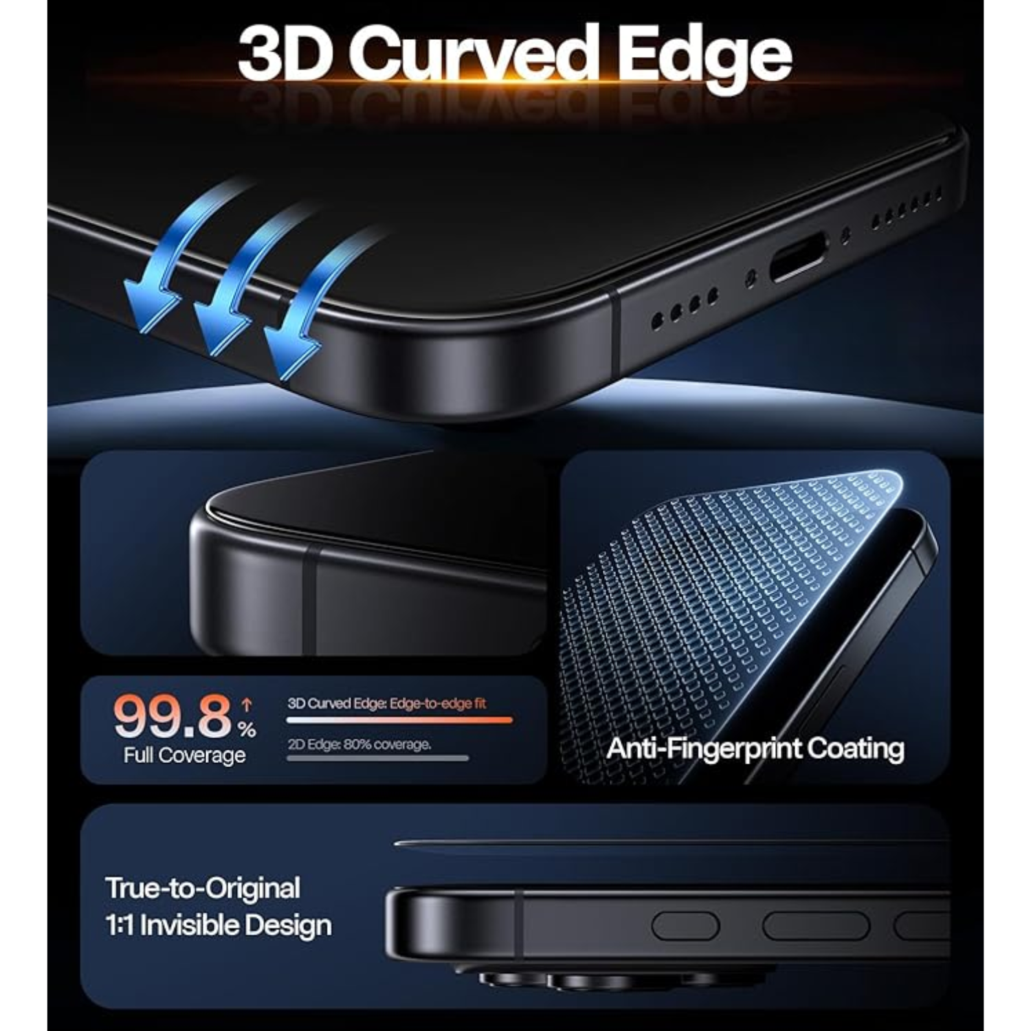 Mobilebies iPhone 17 Pro Privacy Tempered Glass Screen Protector Guard