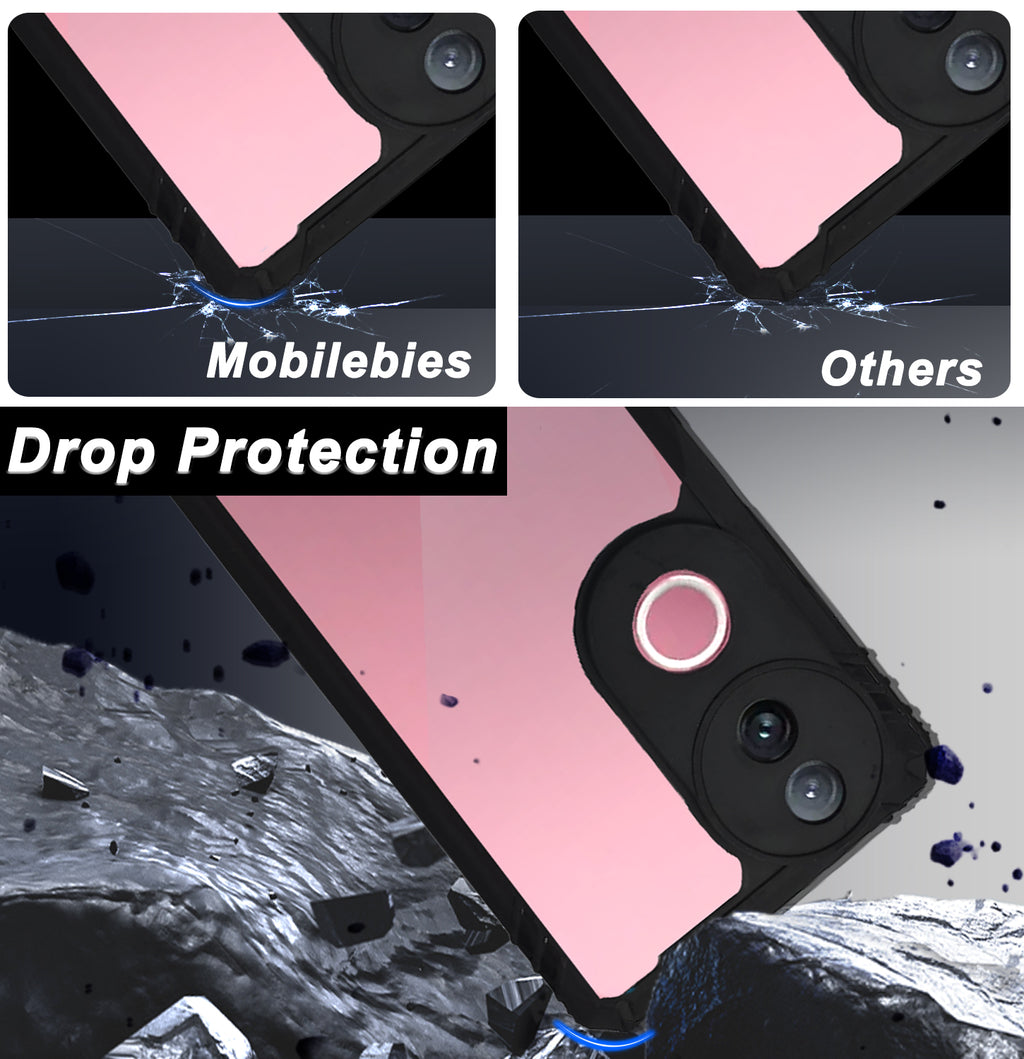 Mobilebies Backcover For Vivo V50 Rigid Armor Transparent Black Border Case