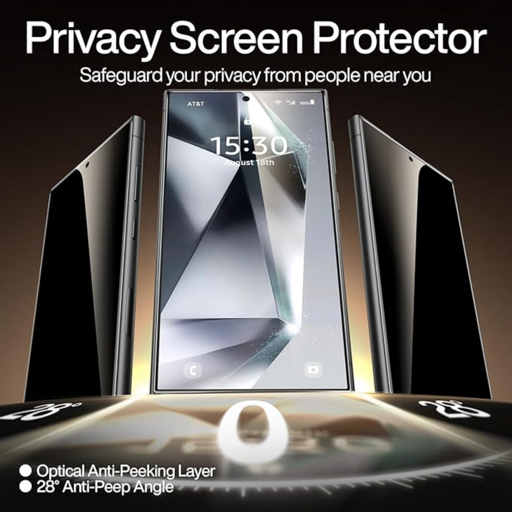 2 Pack Privacy Tempered Glass & a Camera protector for Samsung S24 Ultra Privacy Screen Protector Guard & Camera Lenns Protecor
