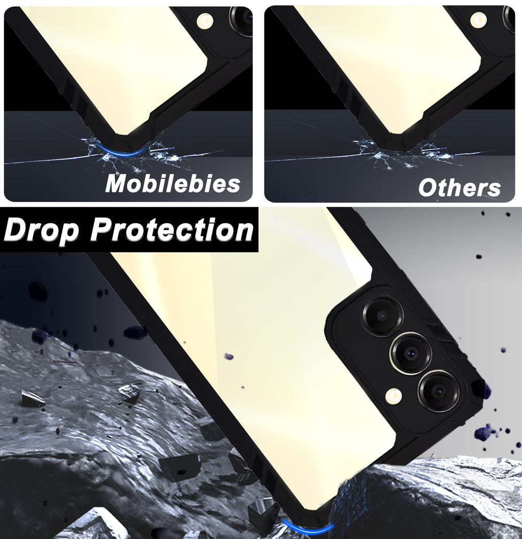 Mobilebies Backcover For Samsung A16 Rigid Armor Transparent Black Border Case