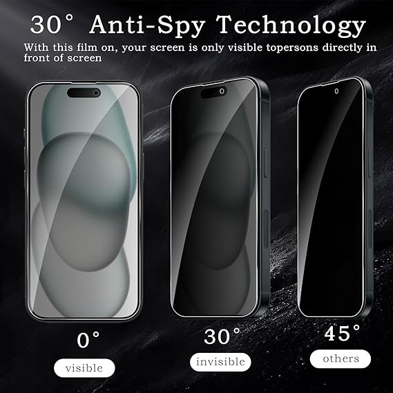 2 Pack Privacy Tempered Glass & 2 Camera protector for IPhone 15 Premium Screen Protector Guard & Camera Lenns Protecor