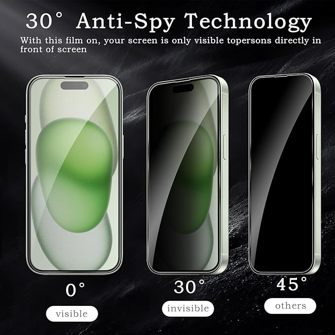 2 Pack Privacy Tempered Glass & 2 Camera protector for IPhone 15 Plus Premium Screen Protector Guard & Camera Lenns Protecor