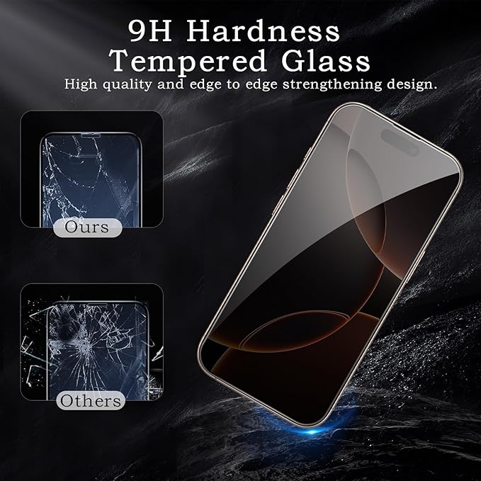2 Pack Privacy Tempered Glass & 2 Camera protector for IPhone 16 Pro Premium Screen Protector Guard & Camera Lenns Protecor