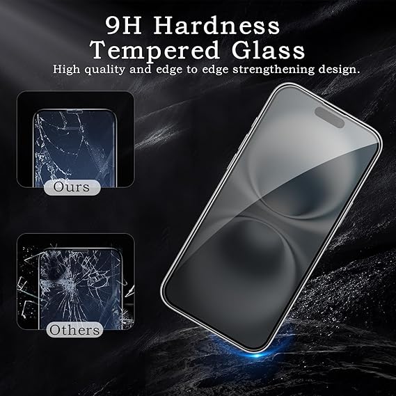 2 Pack Privacy Tempered Glass & 2 Camera protector for IPhone 16 Premium Screen Protector Guard & Camera Lenns Protecor