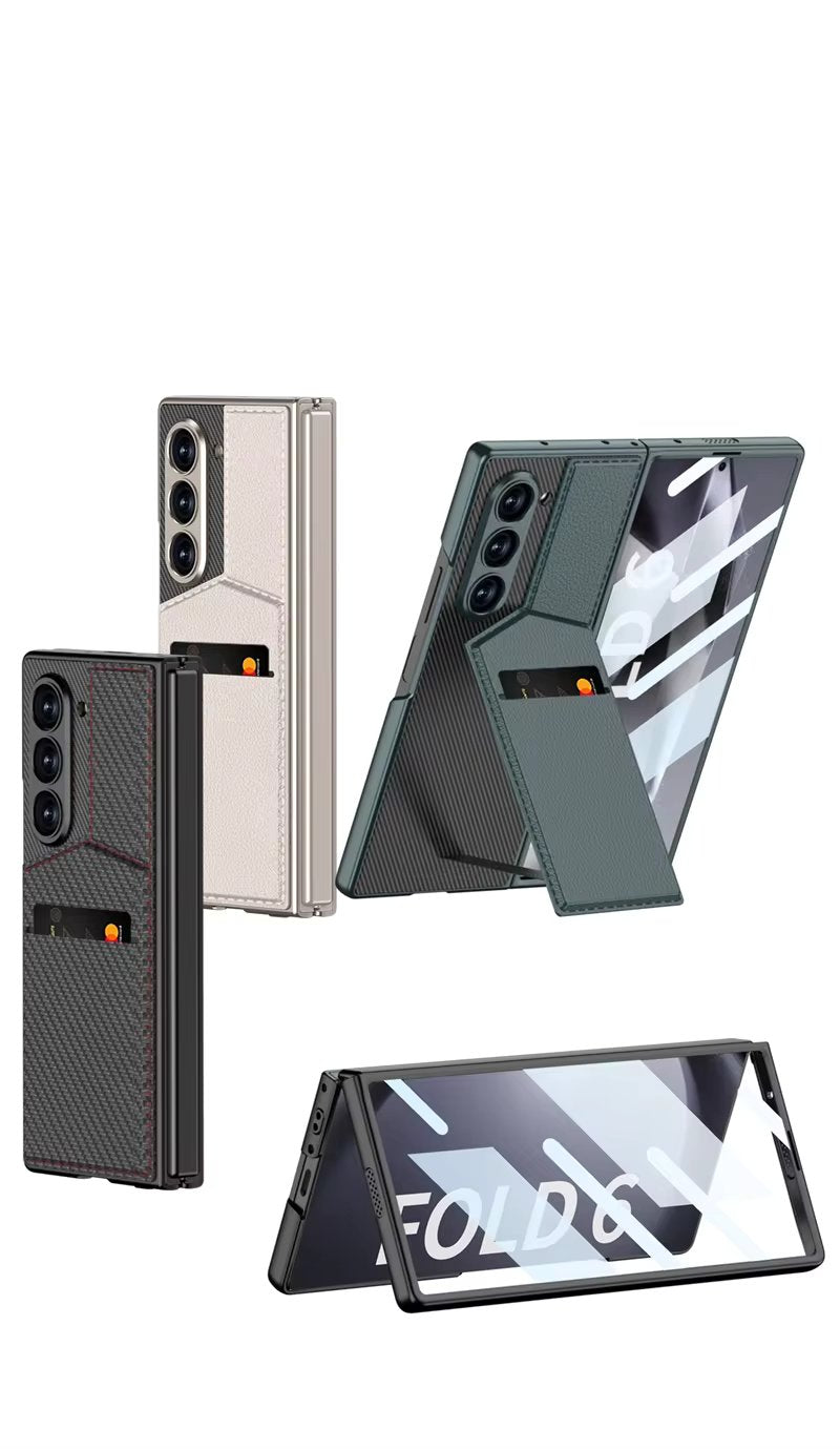 Protective Leather Kickstand Holder Case With Card Slots For Samsung Galaxy Z Fold 6