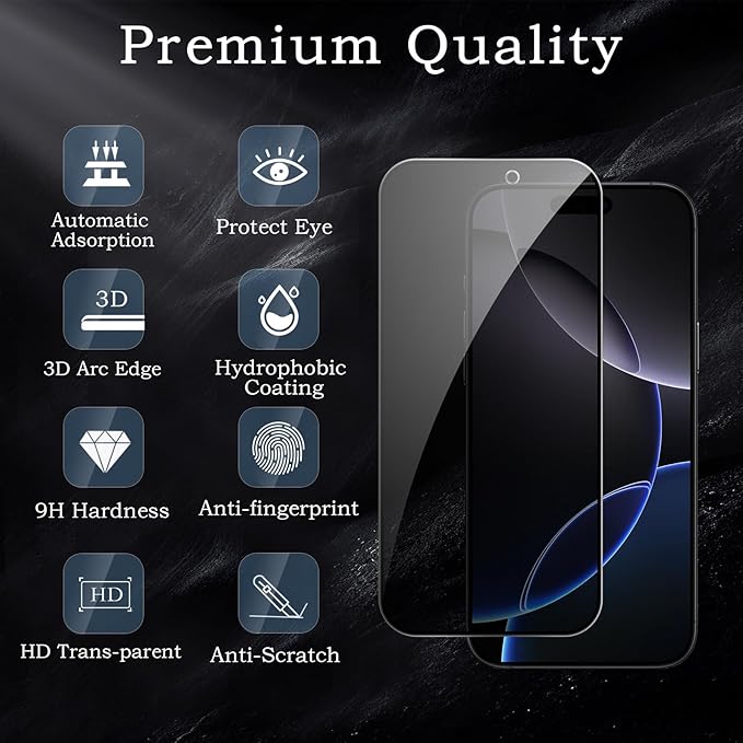 2 Pack Privacy Tempered Glass & 2 Camera protector for IPhone 17 Pro Premium Screen Protector Guard & Camera Lenns Protecor