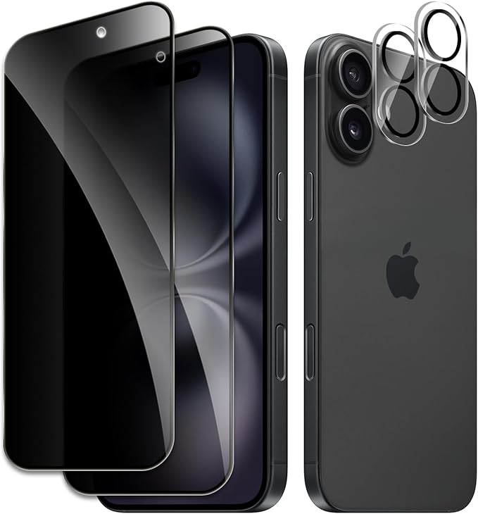 2 Pack Privacy Tempered Glass & 2 Camera protector for IPhone 17 Premium Screen Protector Guard & Camera Lenns Protecor