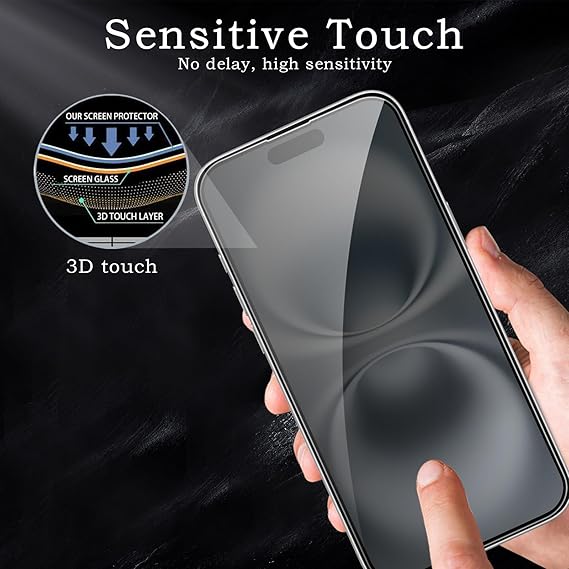 2 Pack Privacy Tempered Glass & 2 Camera protector for IPhone 16 Premium Screen Protector Guard & Camera Lenns Protecor