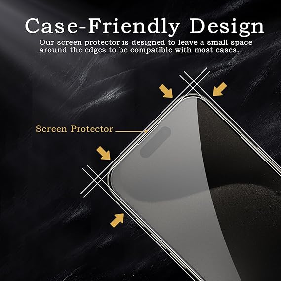 2 Pack Privacy Tempered Glass & 2 Camera protector for IPhone 15 Pro Premium Screen Protector Guard & Camera Lenns Protecor