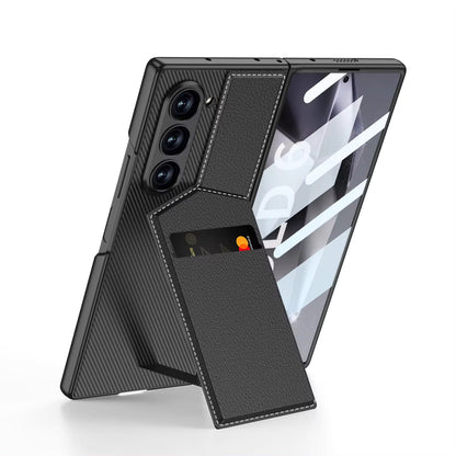 Protective Leather Kickstand Holder Case With Card Slots For Samsung Galaxy Z Fold 6