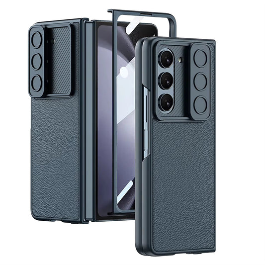 Leather Case With Camera Lens Protection Shutter For Samsung Galaxy Z Fold 6