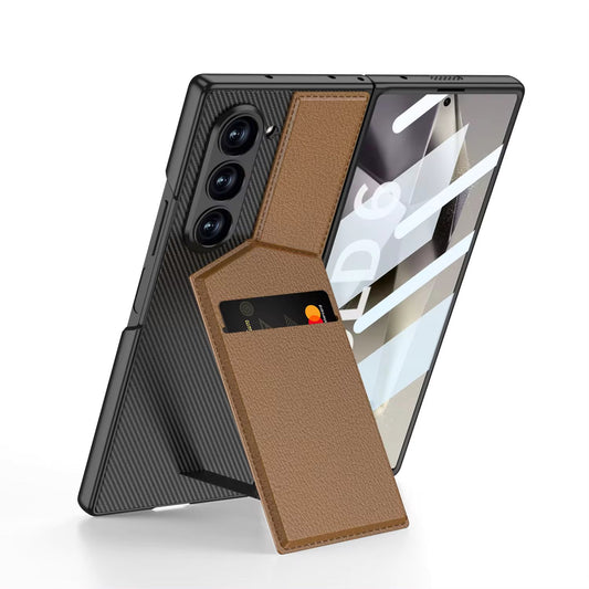 Protective Leather Kickstand Holder Case With Card Slots For Samsung Galaxy Z Fold 6