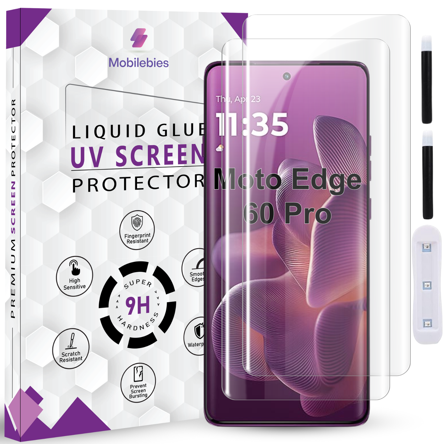 Tempered Glass For Motorola Edge 60 Pro 5G Premium HD+ UV Glass Screen Protector Guard