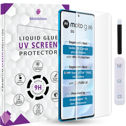 Tempered Glass For Motorola G96 Premium HD+ UV Glass Screen Protector Guard