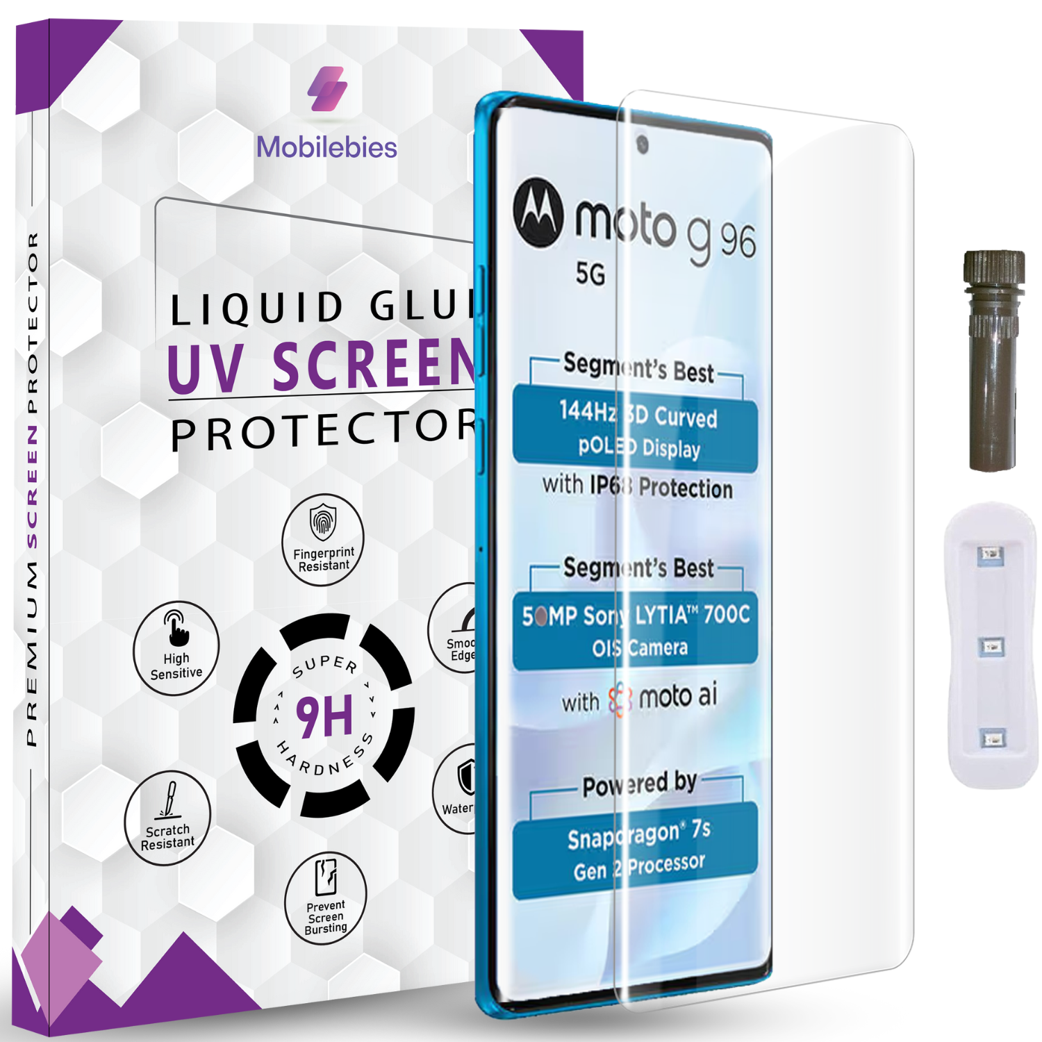 Tempered Glass For Motorola G96 Advanced HD+ UV Glass Screen Protector Guard Main image