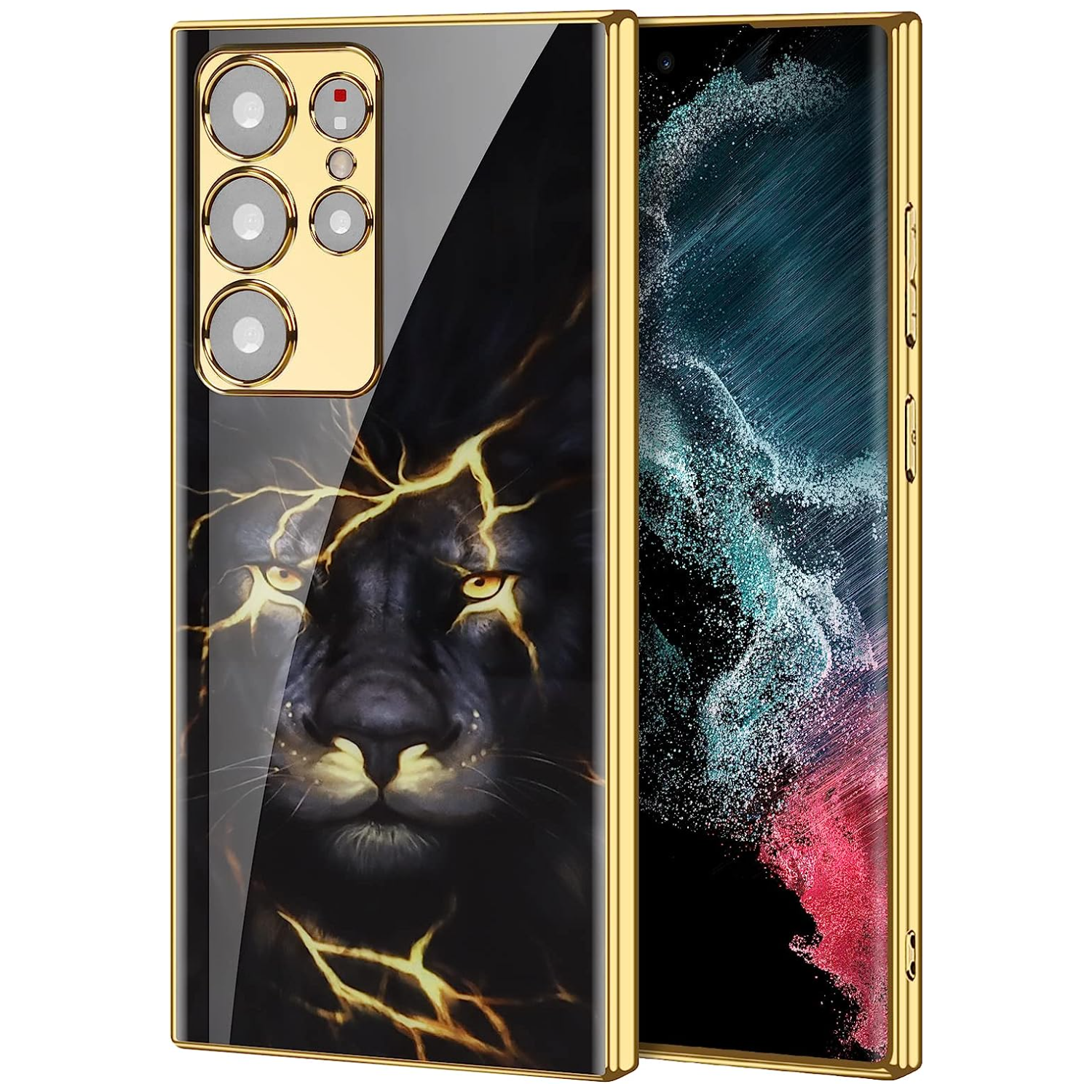 Samsung Galaxy S23 Ultra Electroplating Glass Lion Case Main image