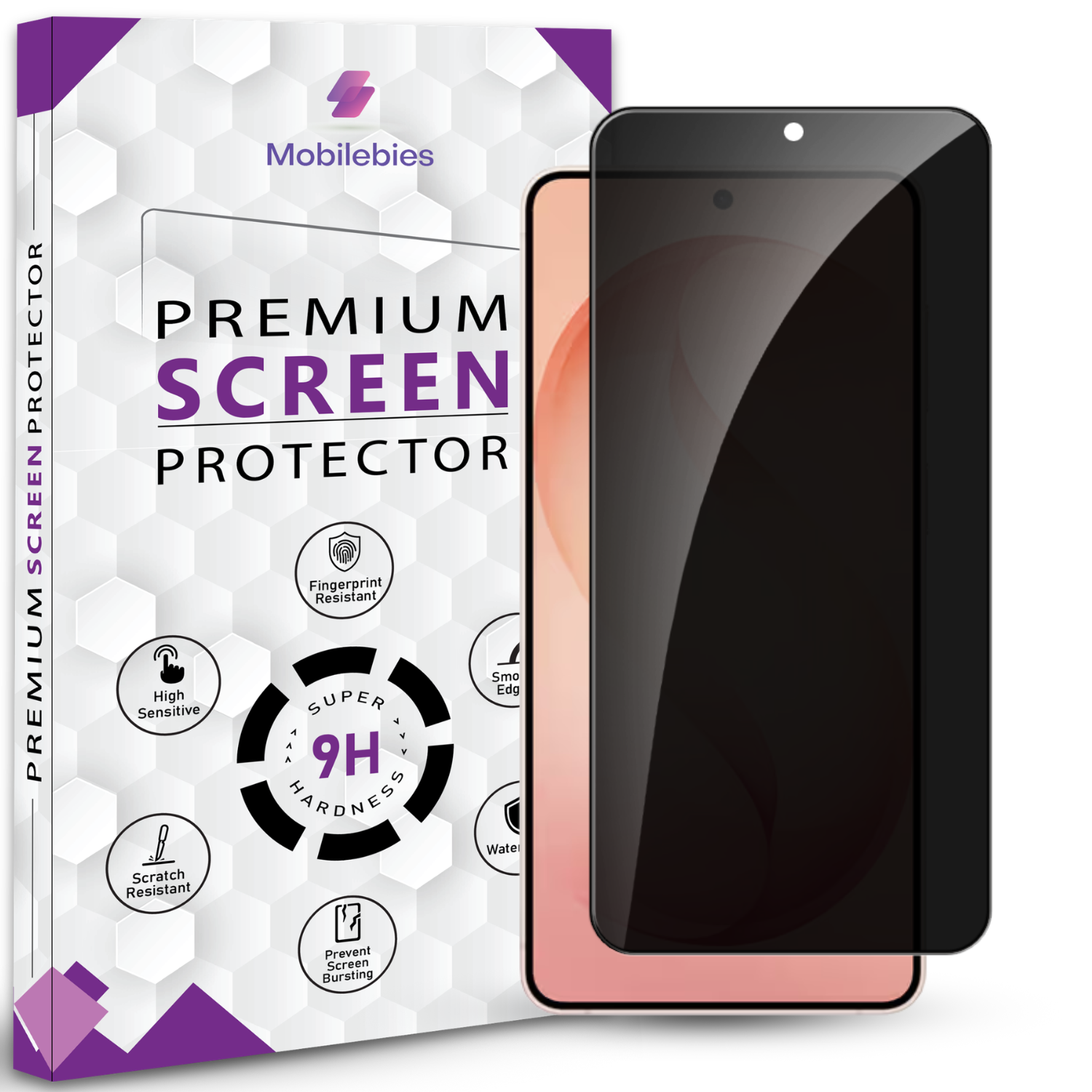 Mobilebies Samsung Galaxy S26 Plus Privacy Tempered Glass Screen Protector Guard Main image