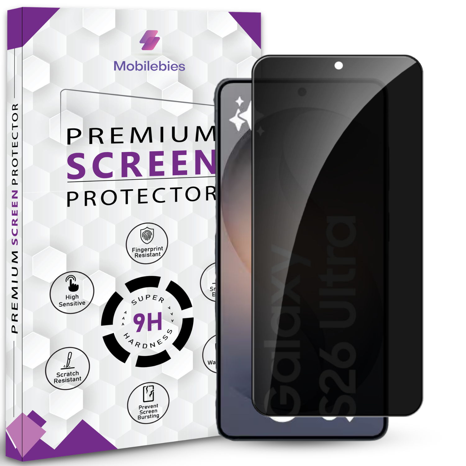 Mobilebies Samsung S26 Ultra Privacy Tempered Glass Screen Protector Guard Main image