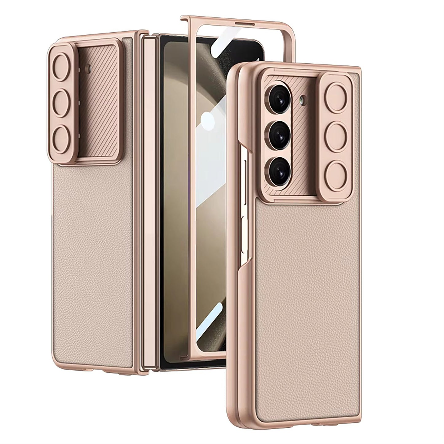 Leather Case With Camera Lens Protection Shutter For Samsung Galaxy Z Fold 6