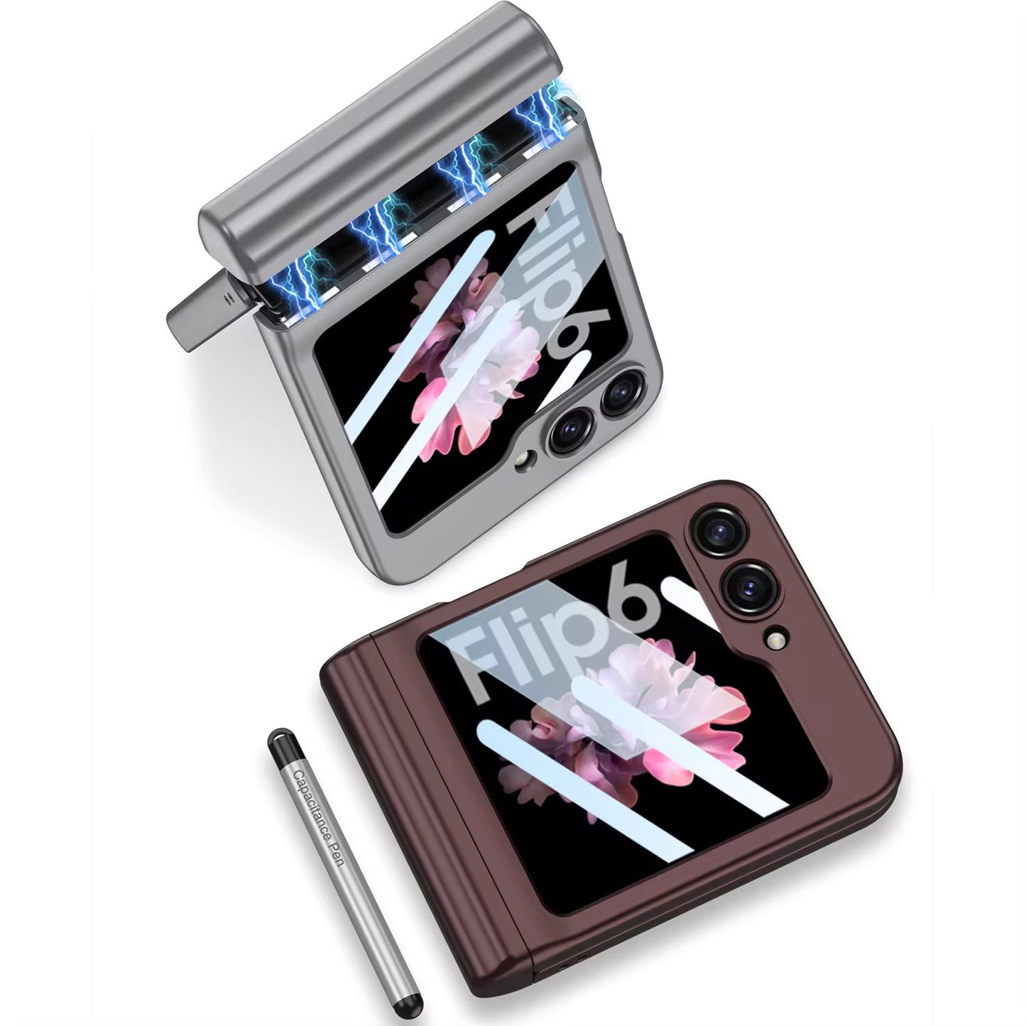 Magnetic Folding Hinge PC Case with Pen for Samsung Galaxy Z flip 6