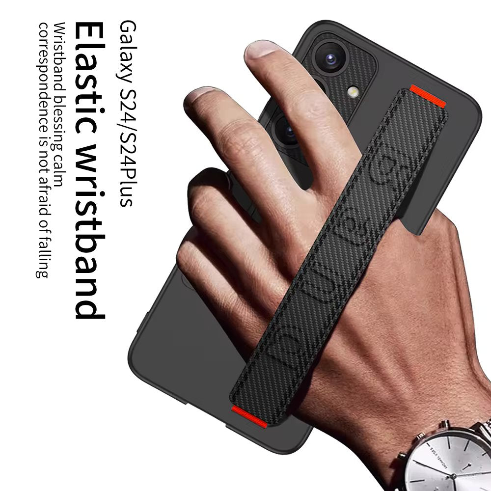 Samsung Galaxy S24 Wrist Band Stand Case Shockproof Phone Case - Mobilebies