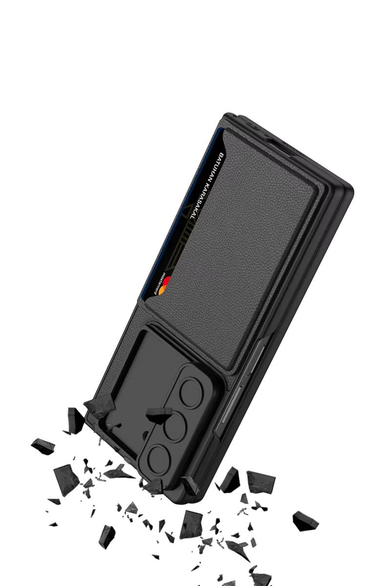 Leather Folding Card Slots Case For Samsung Galaxy Z Fold 6 With Camera Lens Protector